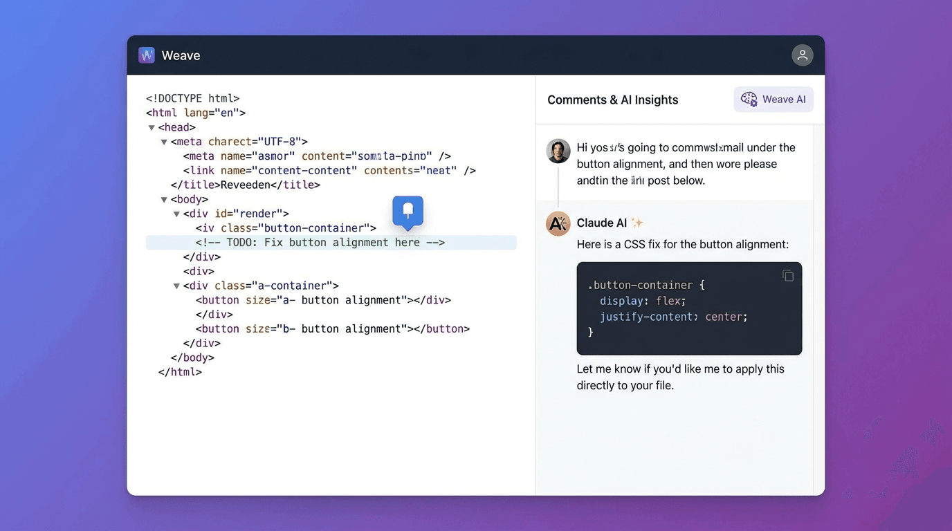 Nova AI agent responding to a comment with an HTML edit